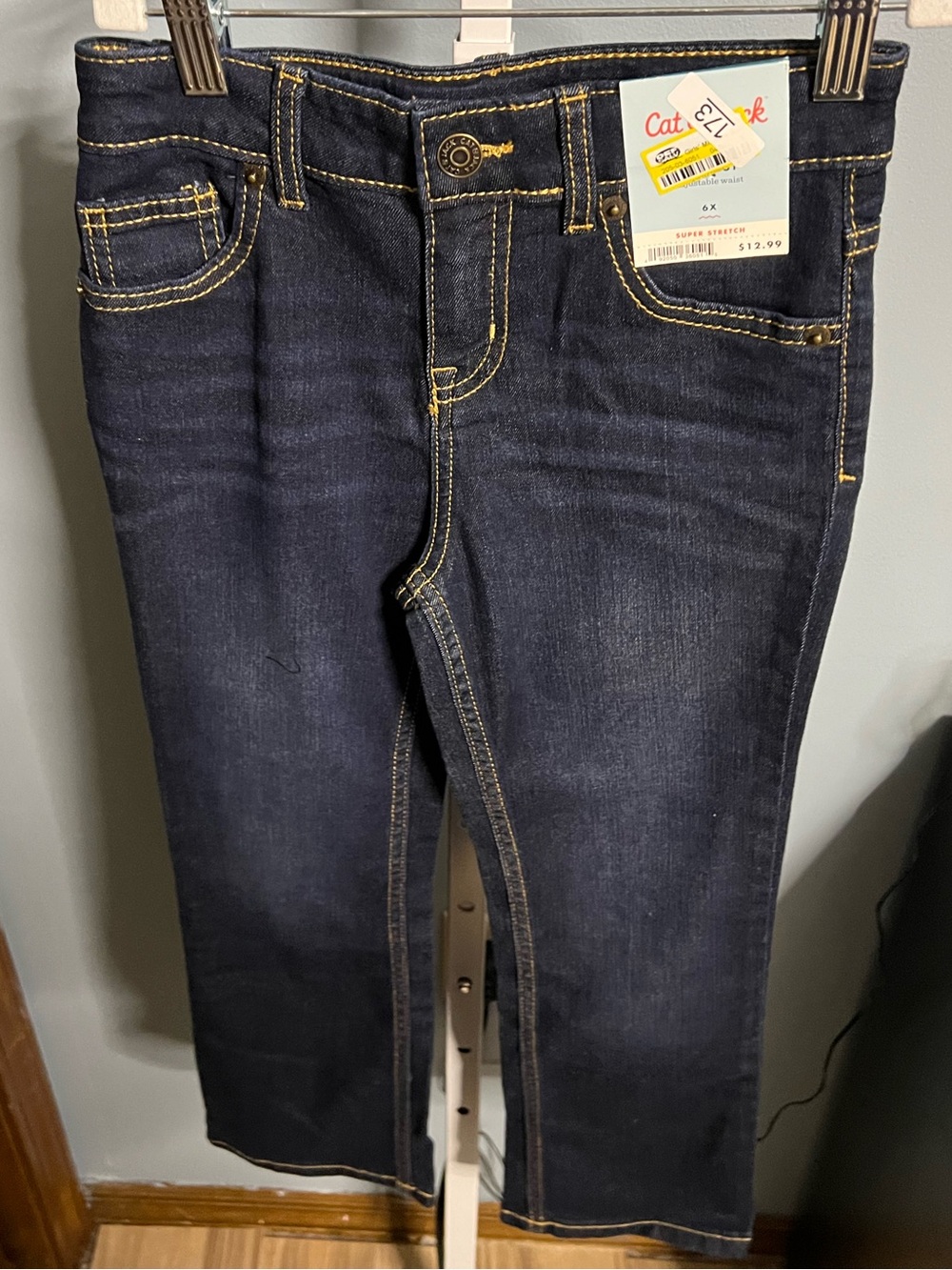 Cat & Jack Dark Blue Girls Bootcut Super Stretch Jeans 6x